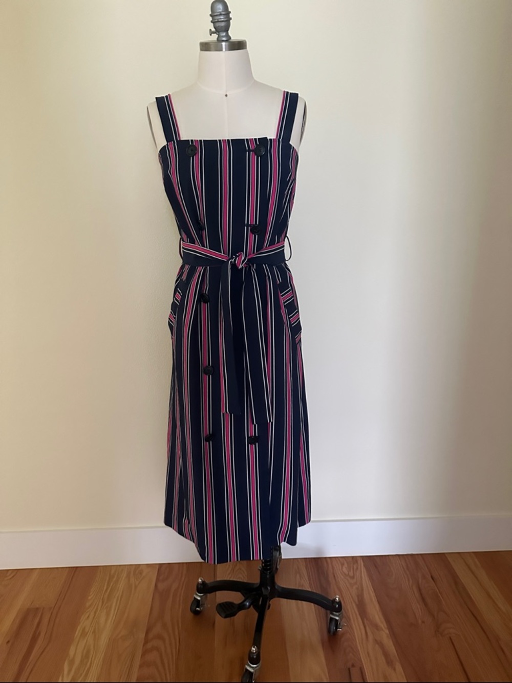 Double breasted maxi dress with straps and belt